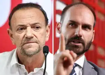 Edinho Silva, presidente do PT, e Eduardo Bolsonaro